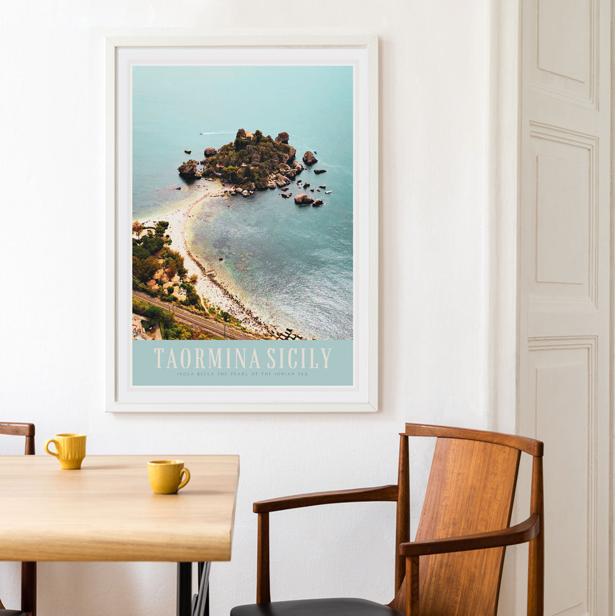 Taormina Sicily vintage retro travel style poster print by places we luv