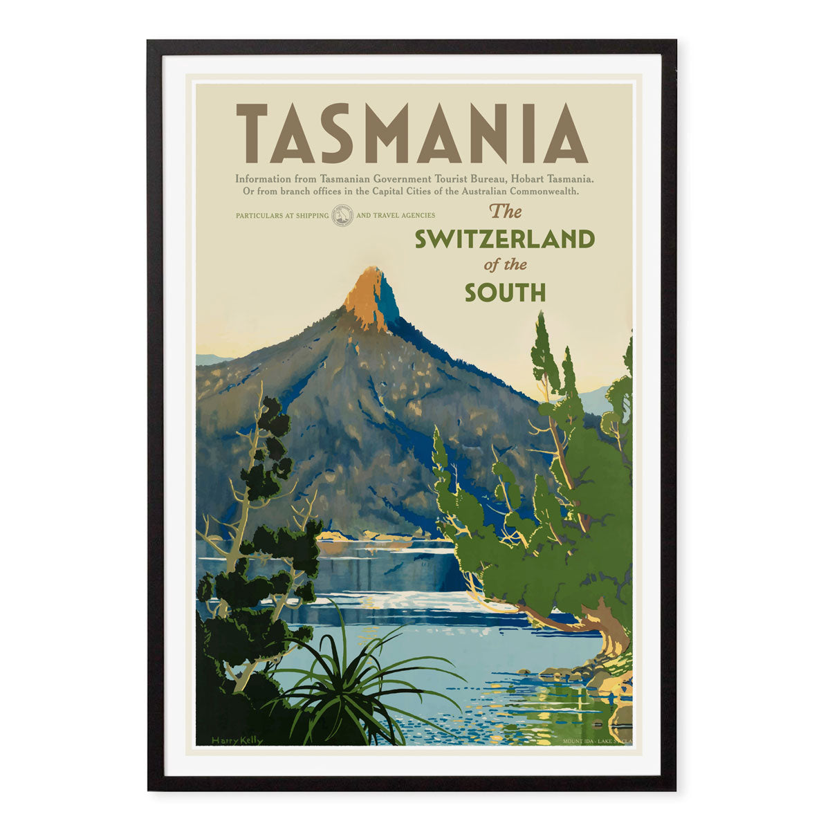 Tasmania vintage retro advertising black framed print from Places We Luv