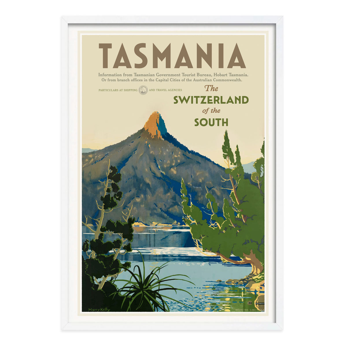 Tasmania vintage retro advertising white framed print from Places We Luv