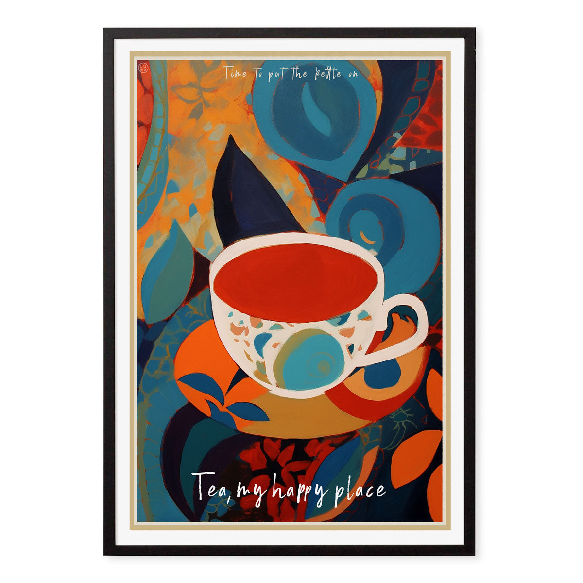English Tea retro vintage poster print in black frame from Places We Luv