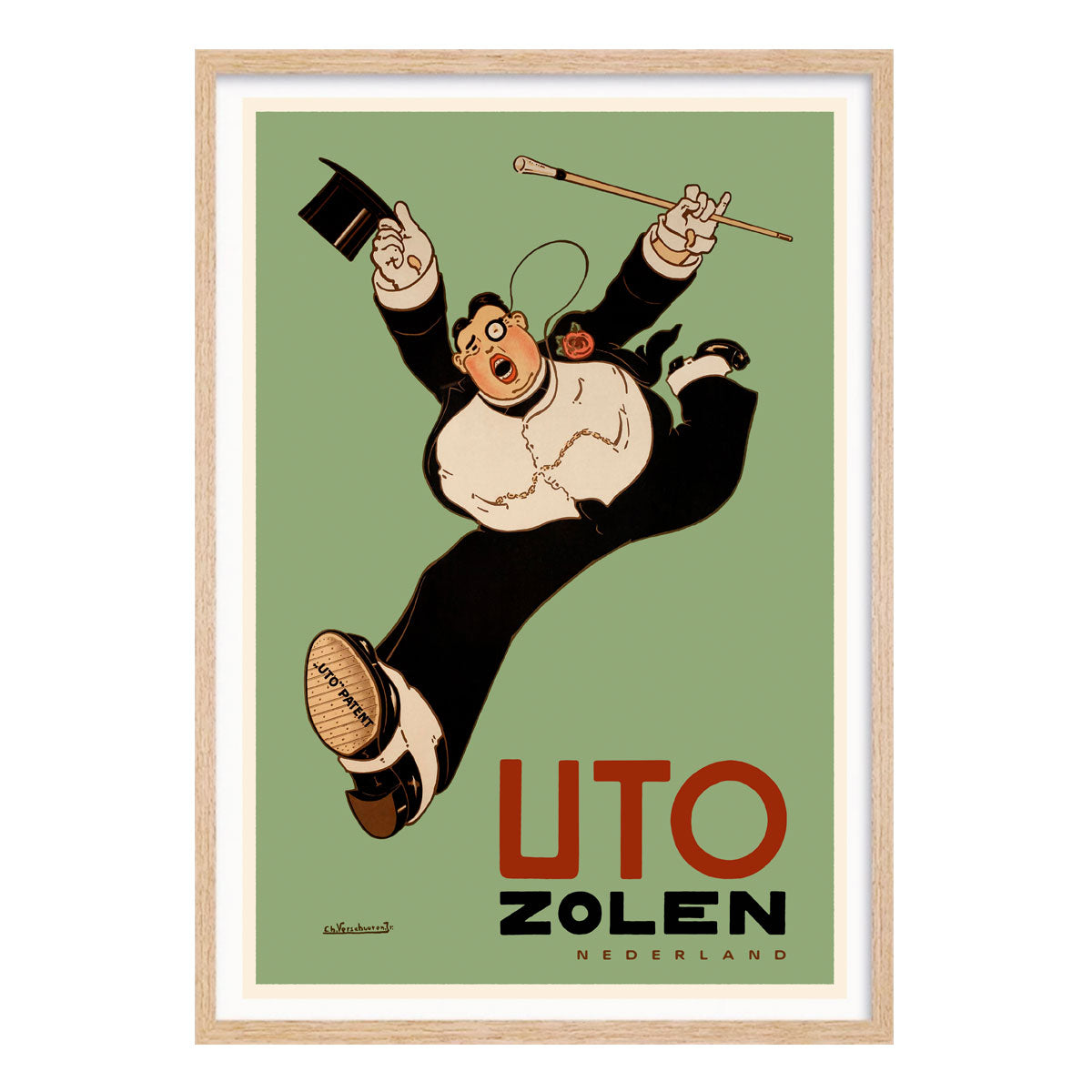Uto Zolen The Netherlands retro vintage poster print in oak frame from Places We Luv