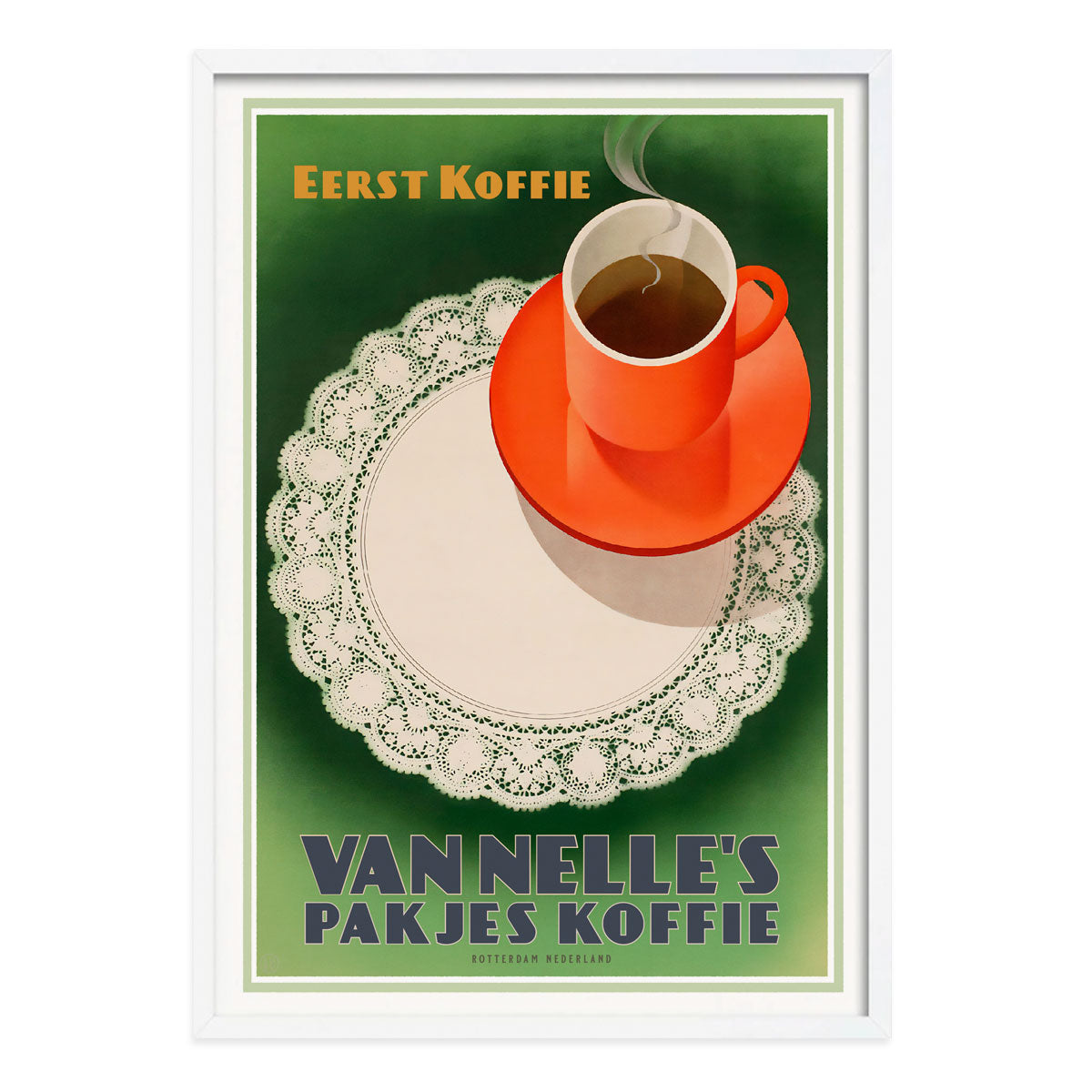 Dutch Van Nelle Coffee retro advertising poster in white frame from Places We Luv 