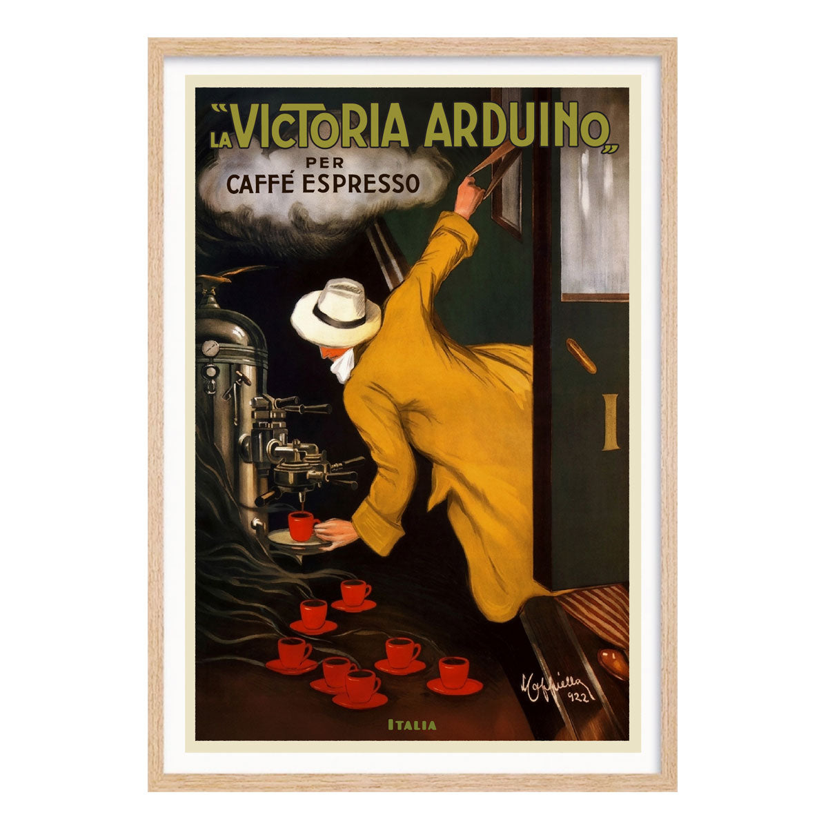 Victoria Arduino espresso retro vintage poster print in oak frame from Places We Luv