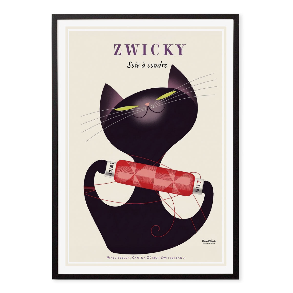 Zwicky Swiss retro vintage advertising poster in black frame from Places We Luv