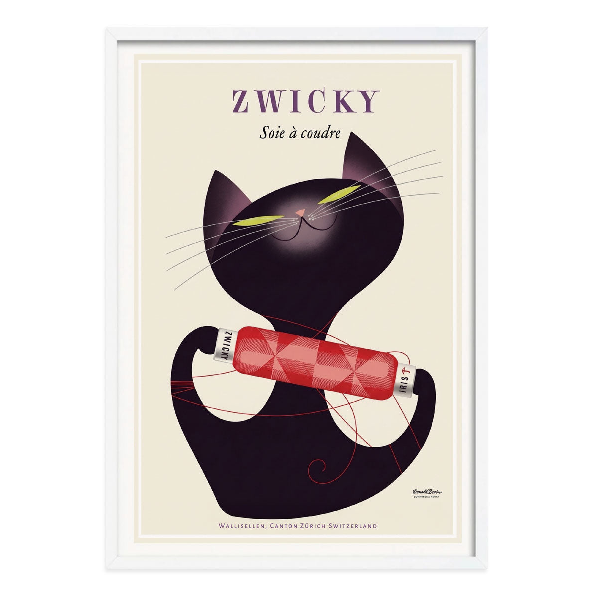 Zwicky Swiss retro vintage advertising poster in white frame from Places We Luv