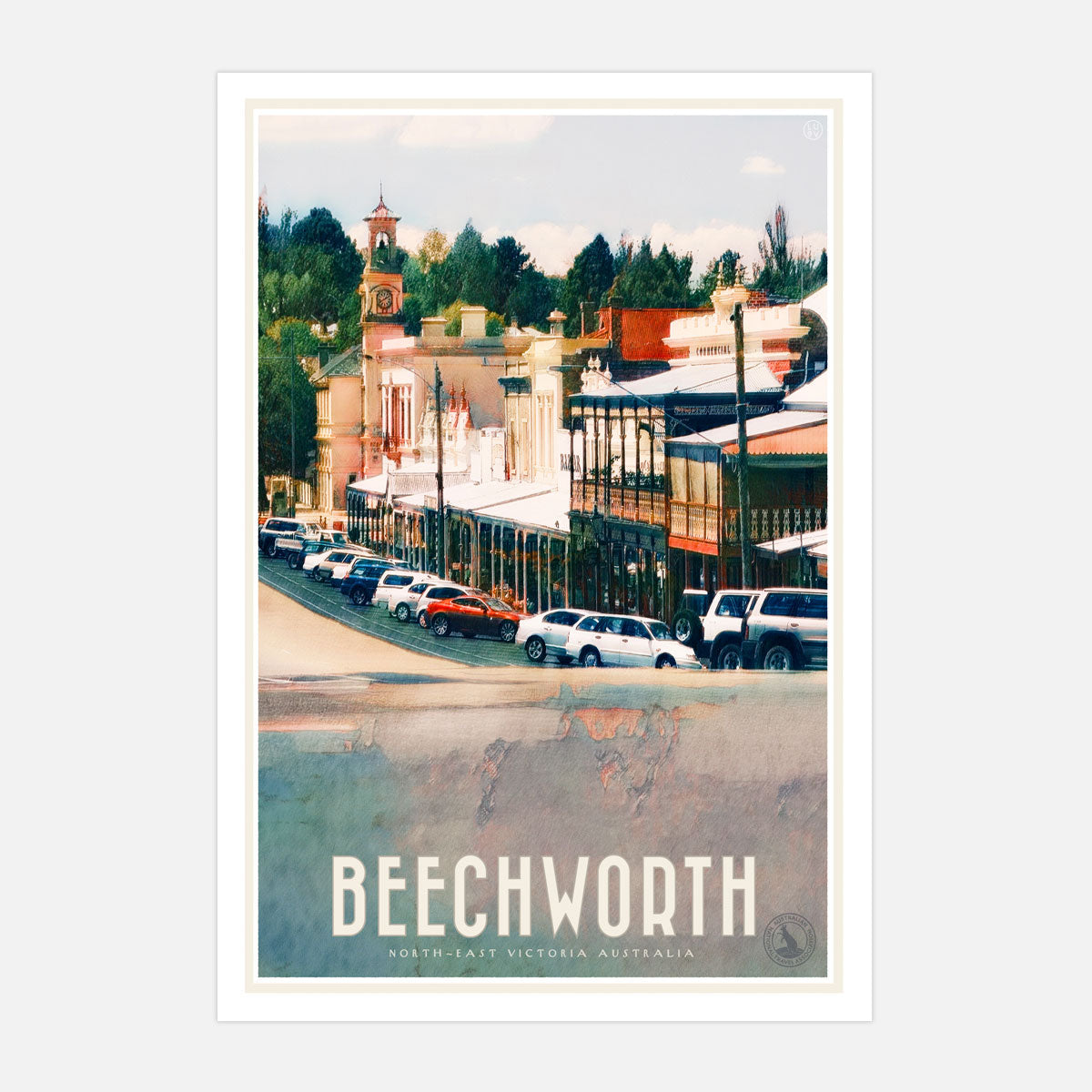 Poster of Beechworth VIC Australia retro vintage style, from Places We Luv