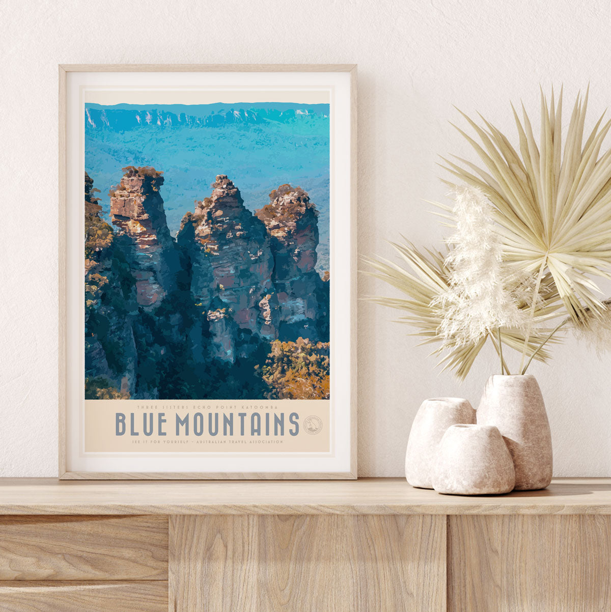 Blue Mountains vintage retro print by Places We Luv