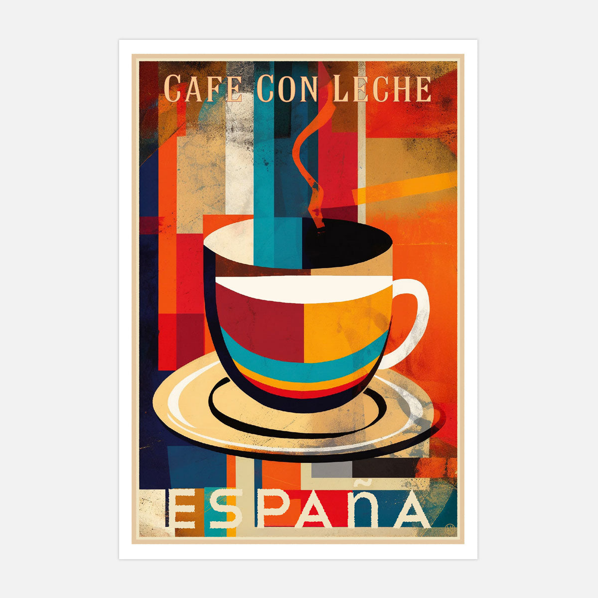 Cafe con Leche Spain retro vintage unframed poster from Places We Luv