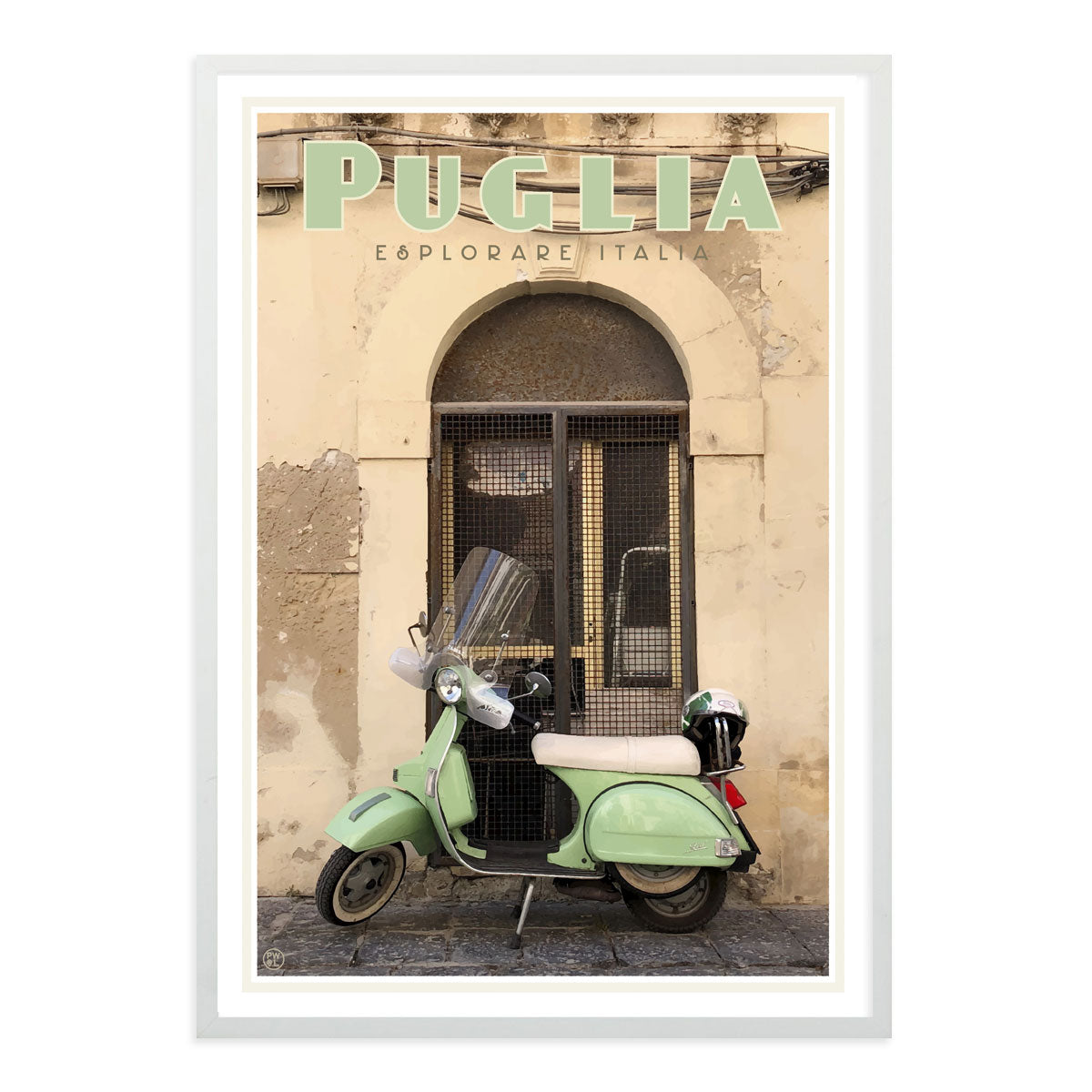 Puglia Italy retro vintage travel style poster print in oak frame from Places We Luv