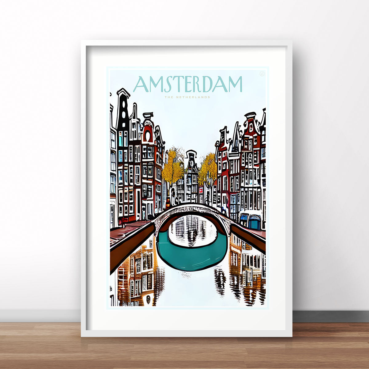 Amsterdam the Netherlands retro vintage travel poster print from Places We Luv