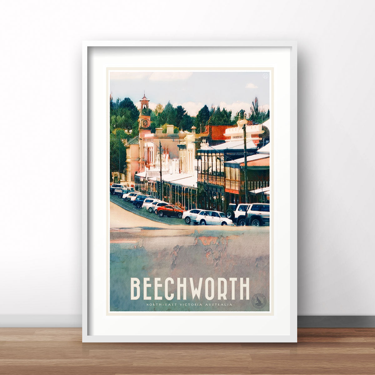 Beechworth VIC Australia retro vintage style poster, from Places we luv