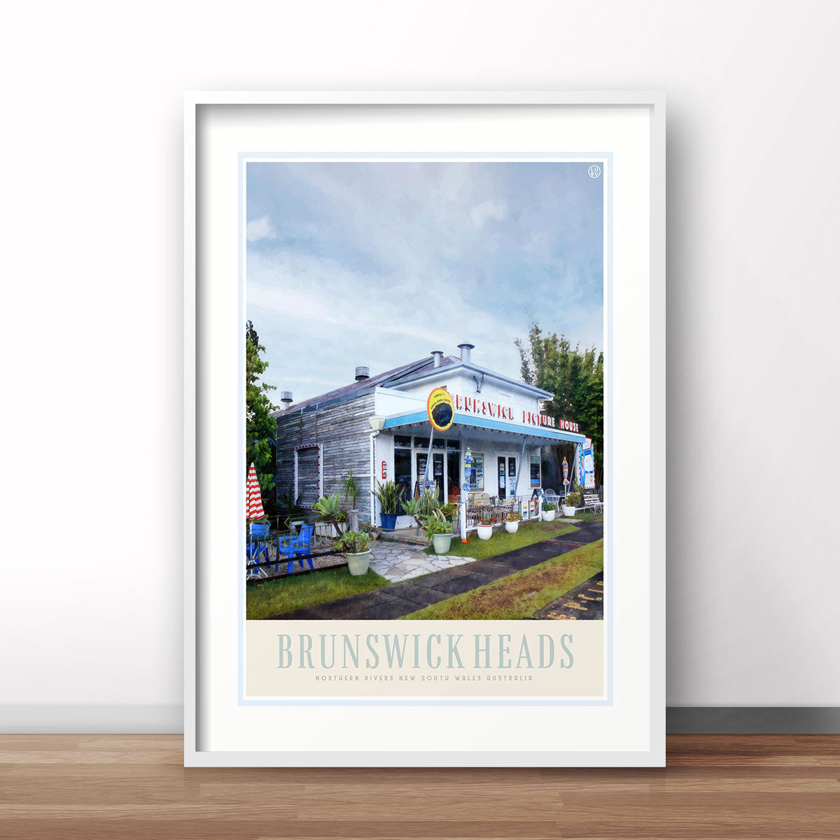 Brunswick Heads Cinema NSW retro vintage framed poster or print from Places We Luv