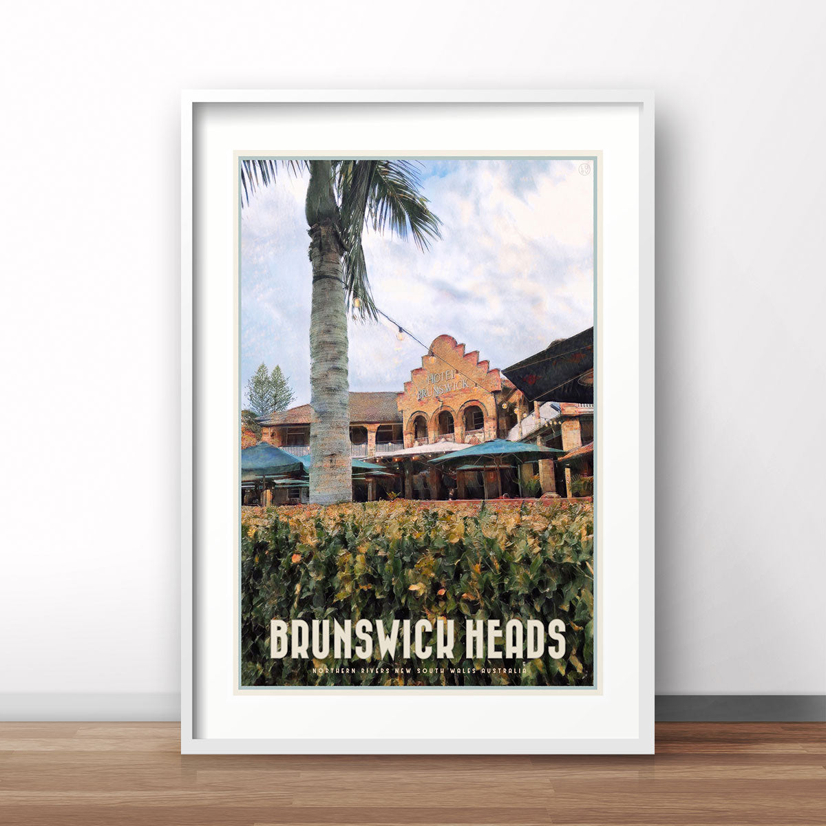 Brunswick Heads retro coastal print in frame from Places We Luv