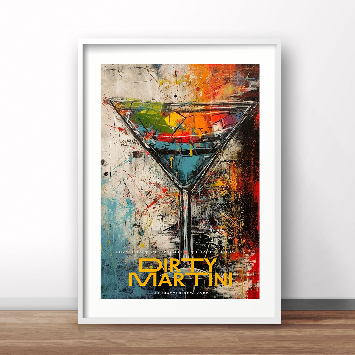 New Yorks Dirty Martini cocktail retro vintage poster print from Places We Luv