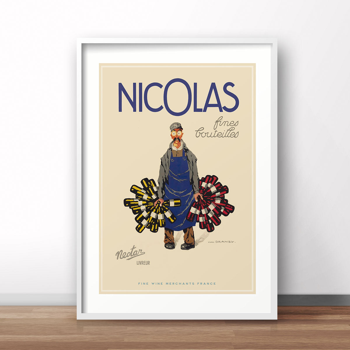 Nicolas Wine Merchants France retro vintage poster in frame from Places We Luv