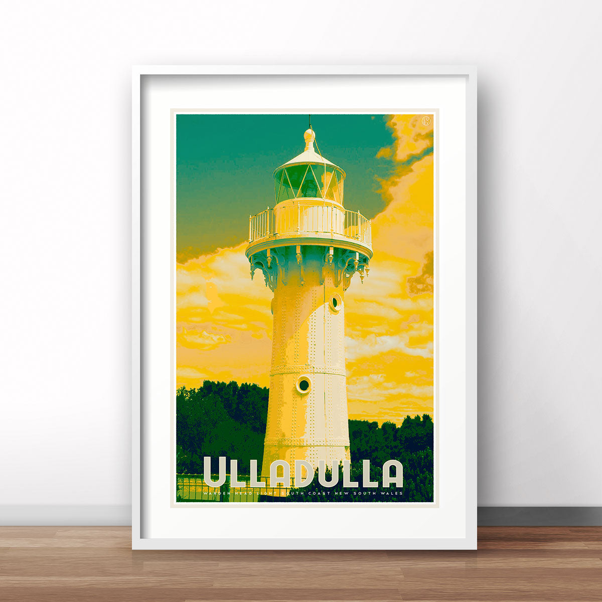 Ulladulla lighthouse vintage retro poster print from places we luv 