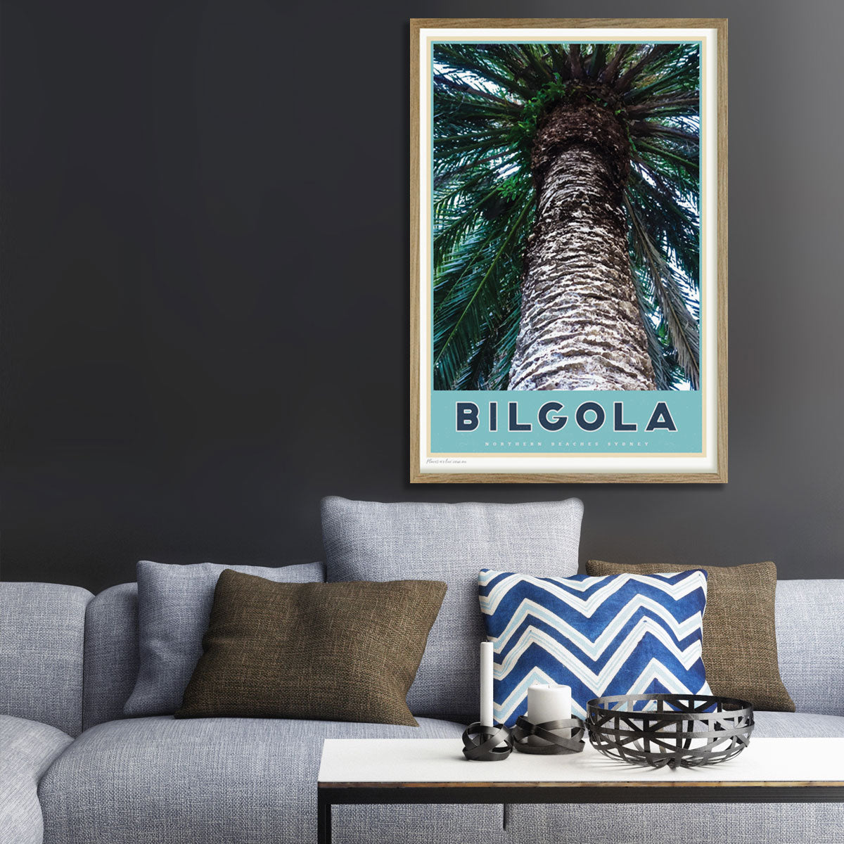 Bilgola palm Northern Beaches travel style poster original design by placesweluv