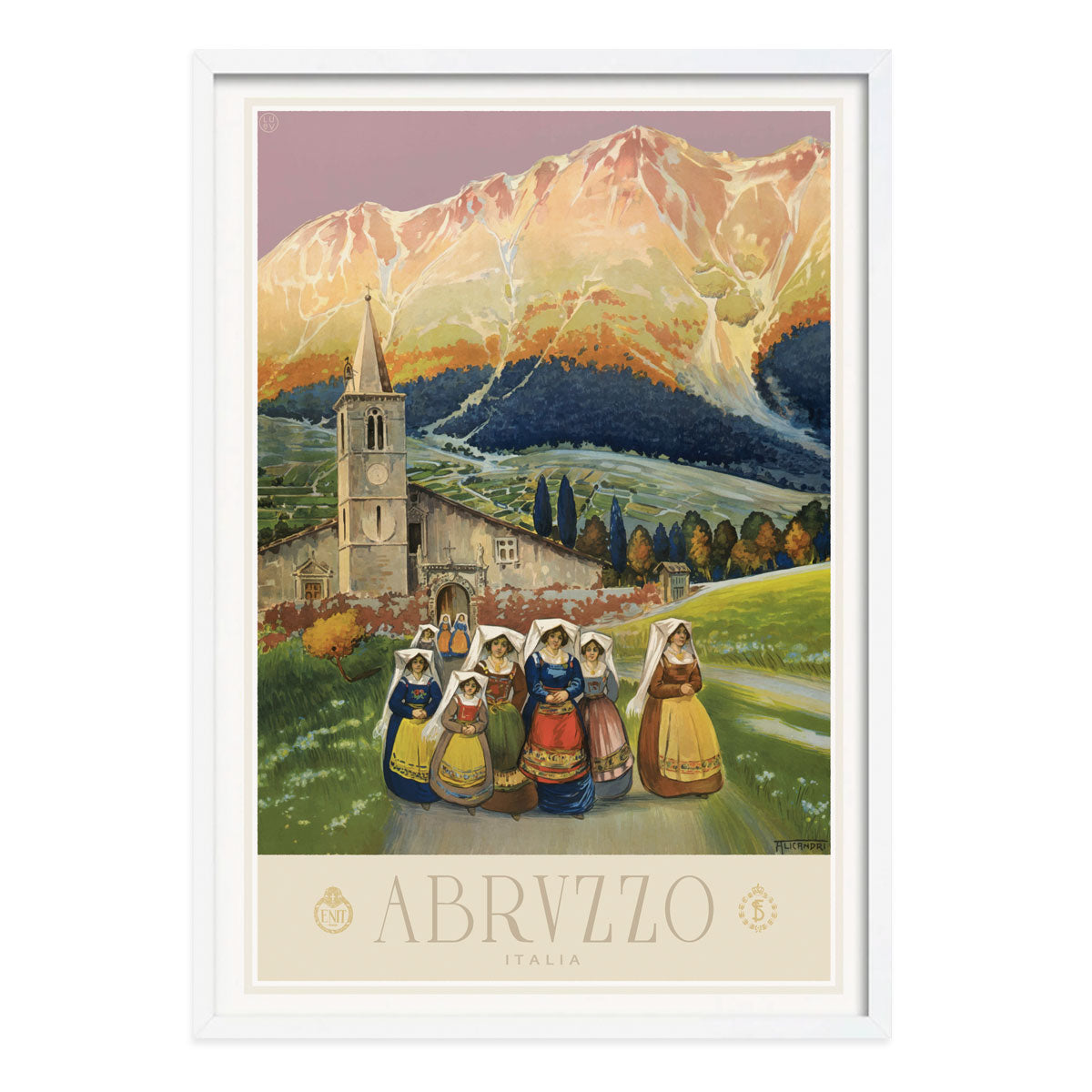 Abrvzzo Italy retro vintage poster print in white frame from Places We Luv