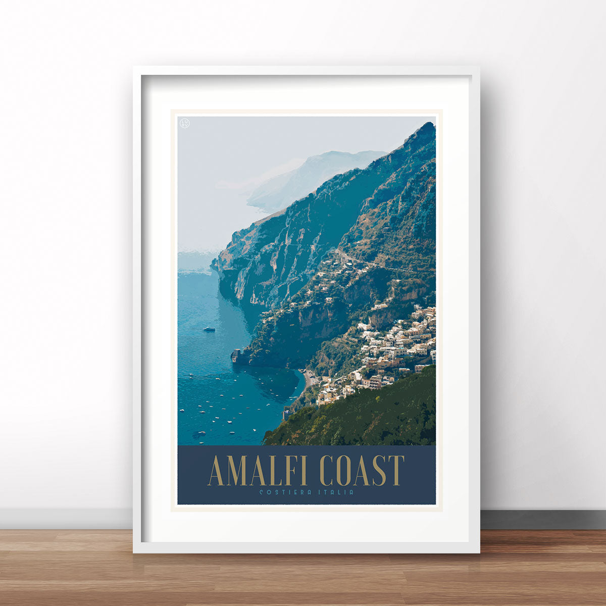 Amalfi Coast Italy vintage travel style poster by places we luv