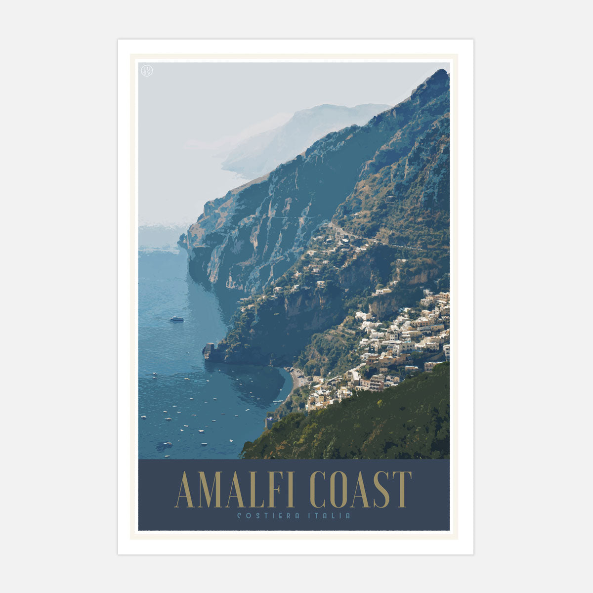 Amalfi Italy vintage travel style poster by places we luv