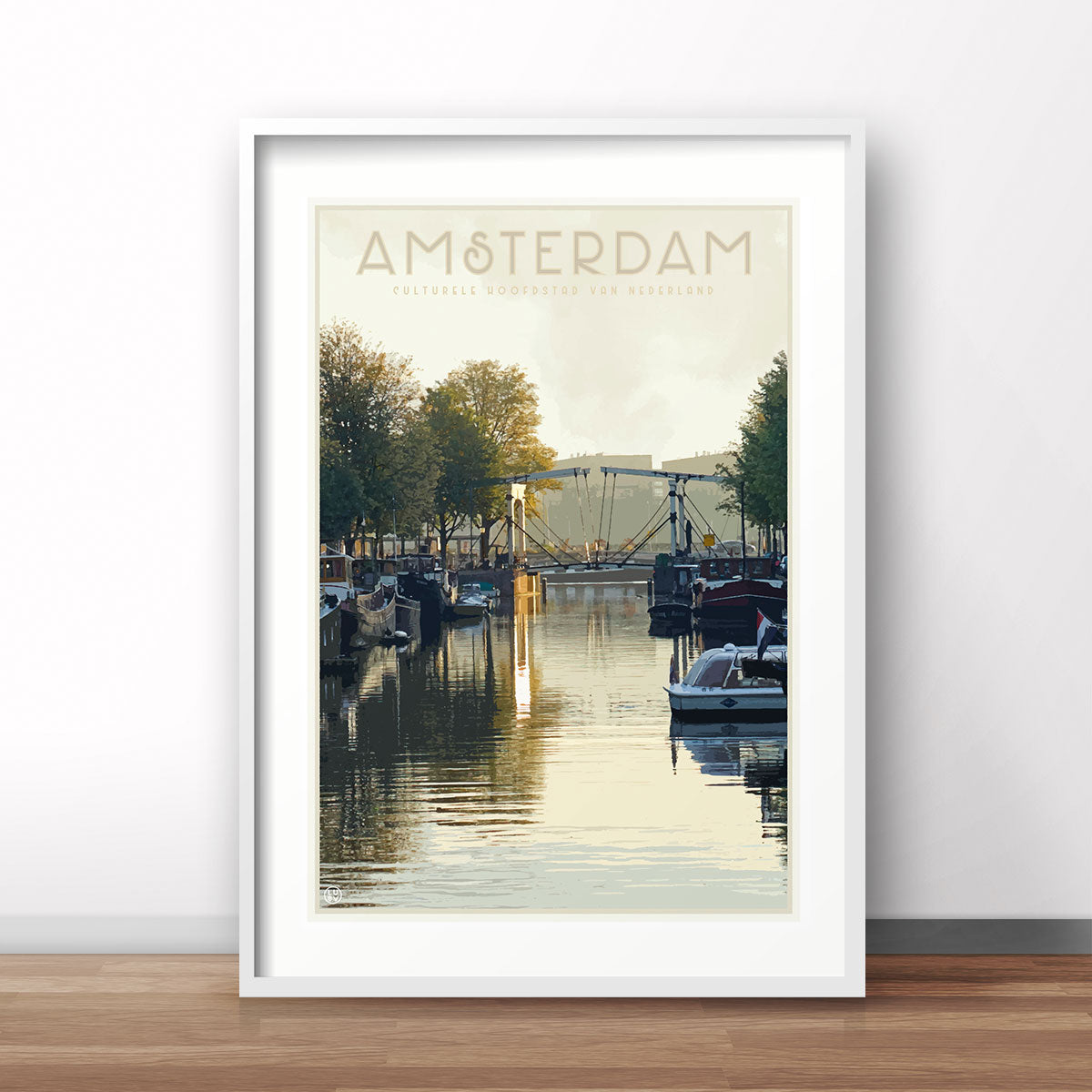 Amsterdam vintage travel style poster by places we luv