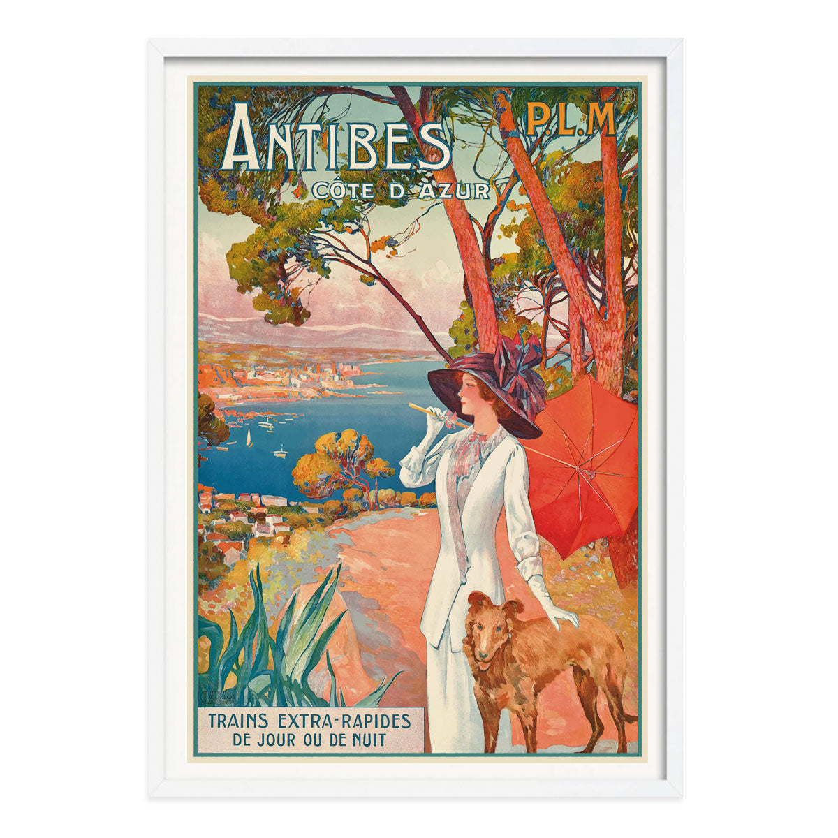 Antibes côte d'Azur retro travel poster in white frame - Places We Luv