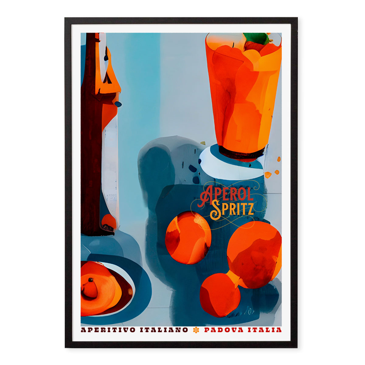 Aperol Spritz Italy retro vintage poster in black frame from Places We Luv