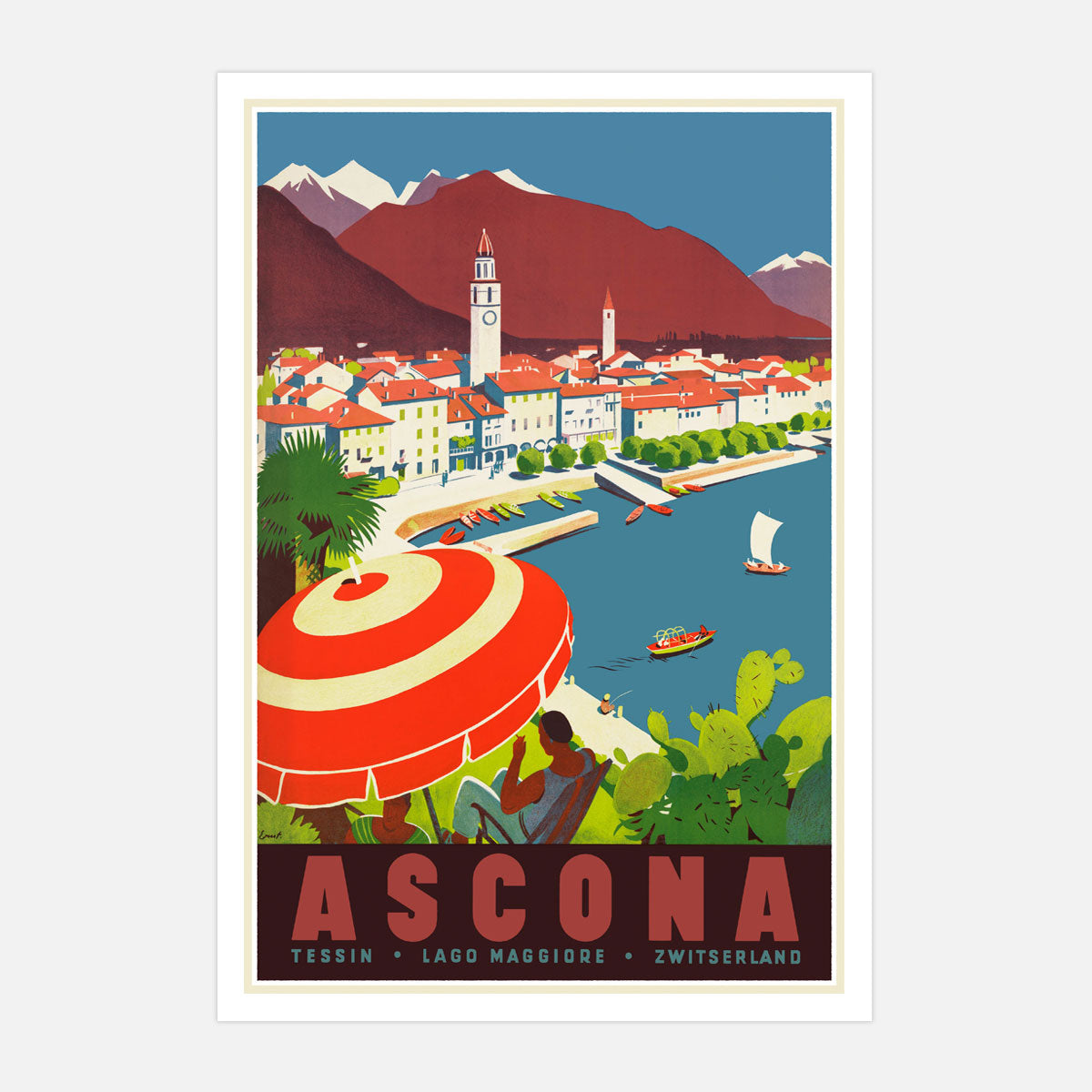 Ascona Switzerland vintage retro poster from Places We Luv
