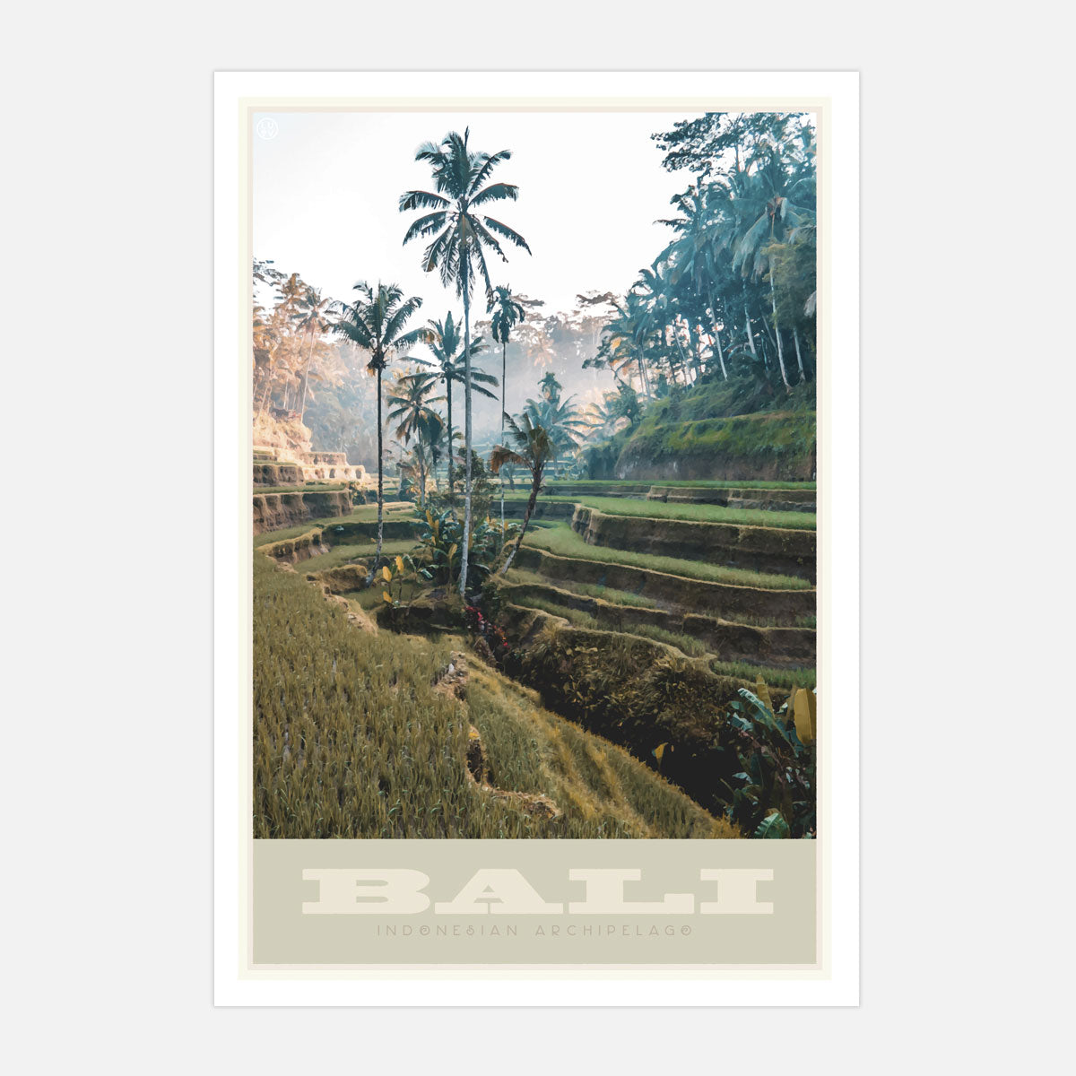 Bali Indonesia vintage travel style art poster by Places We Luv