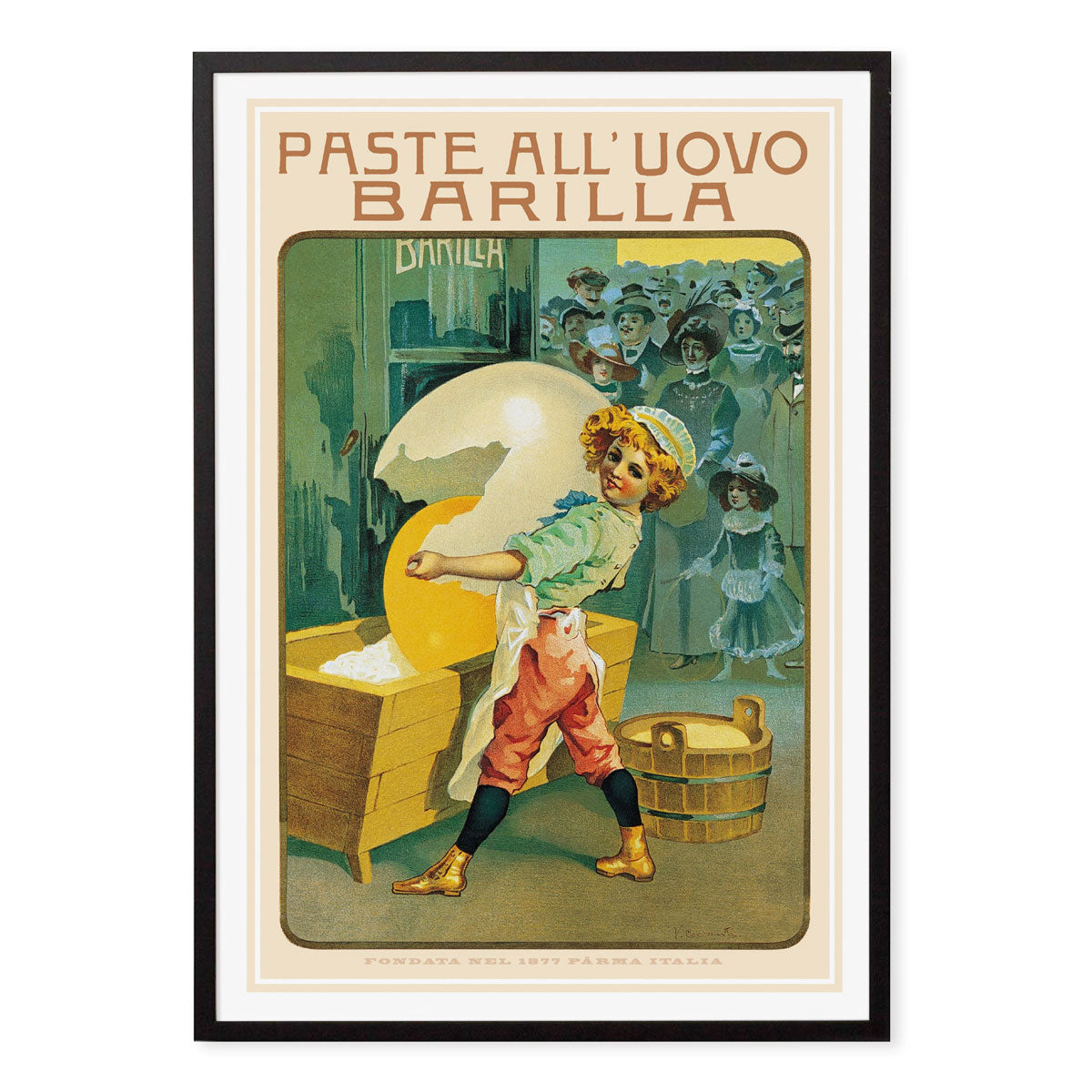 Pasta Barilla vintage retro advertising poster in black frame from Places We Luv