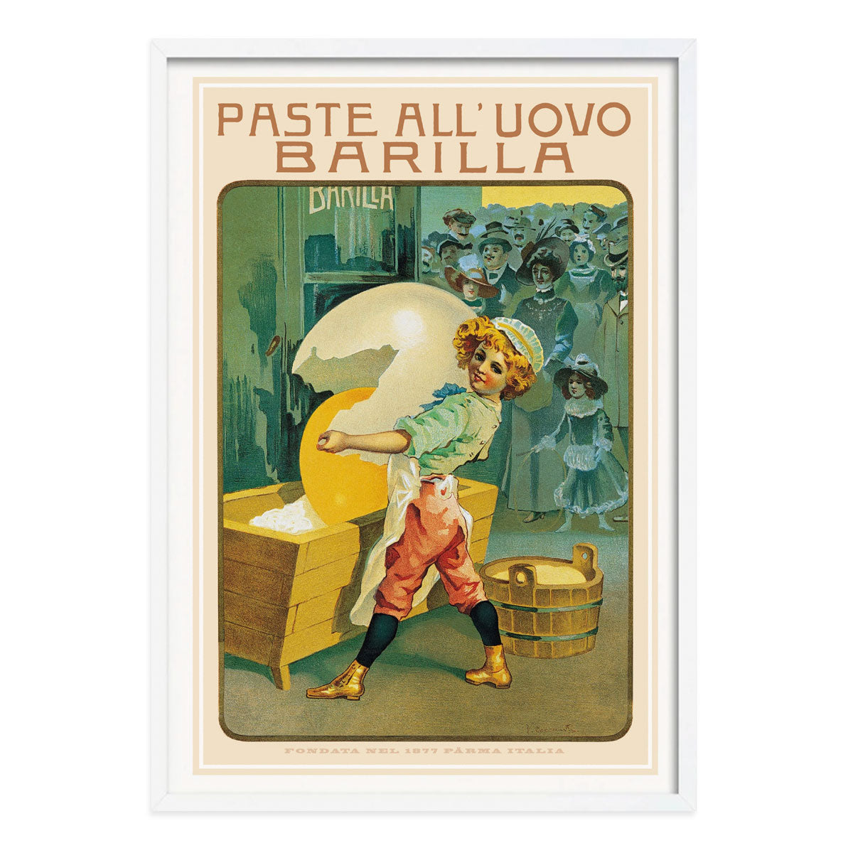 Pasta Barilla vintage retro advertising poster in white frame from Places We Luv