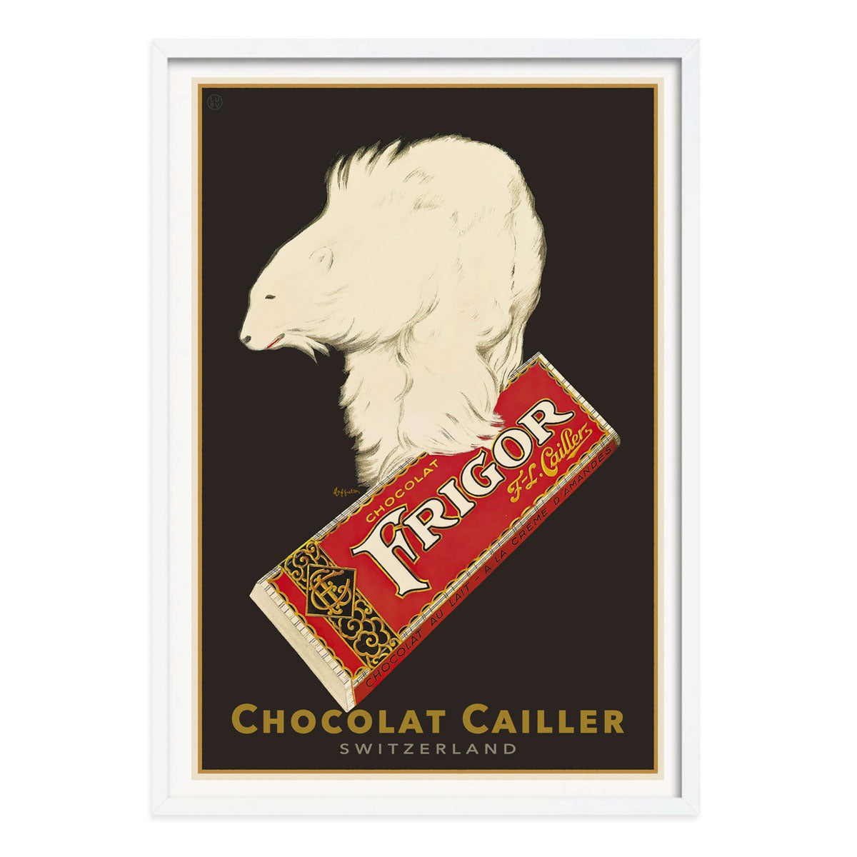 Chocolat Cailler retro advertising poster in white frame from Places We Luv