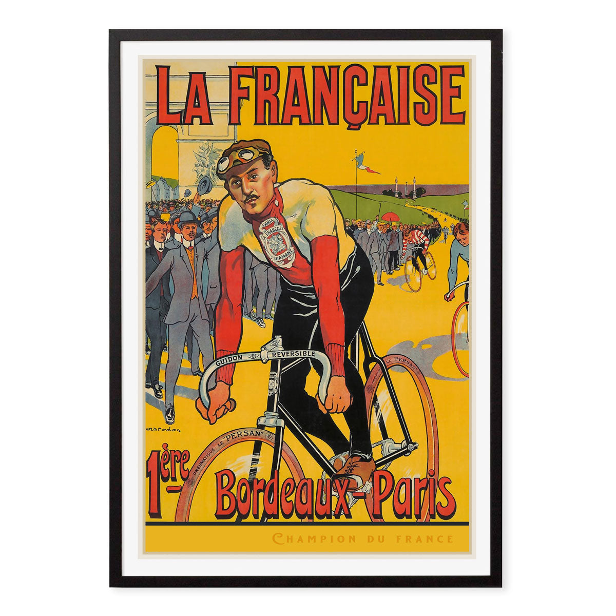 French La Francaise Diamant bicycle vintage retro poster print in black frame from Places We Luv