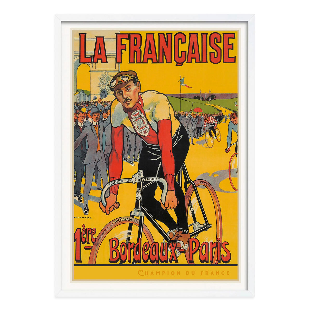 French La Francaise Diamant bicycle vintage retro poster print in white frame from Places We Luv