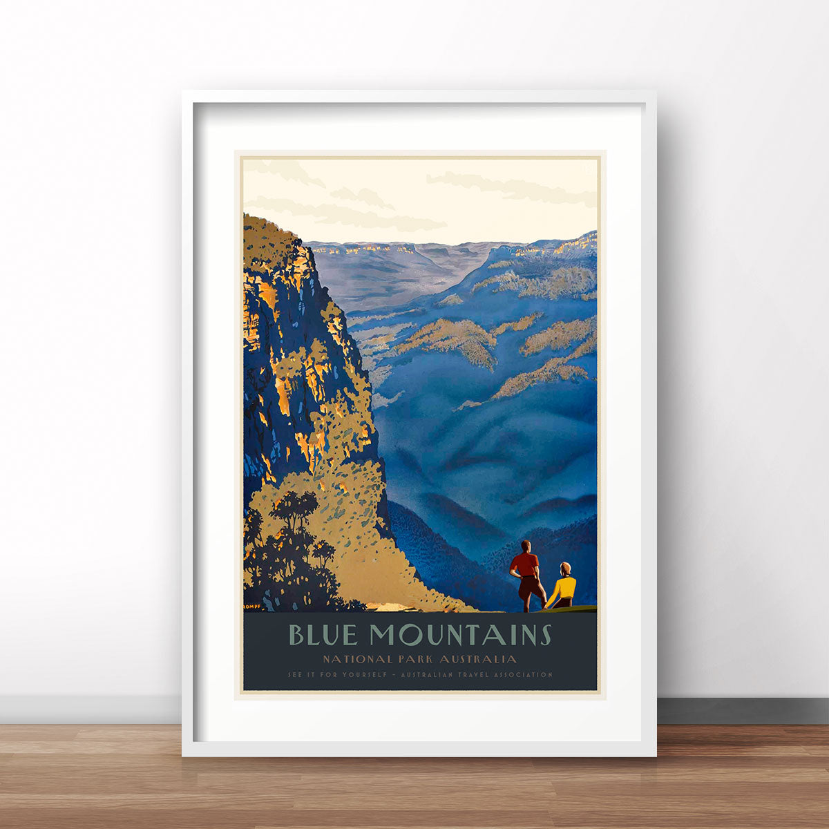 Blue Mountains National Park vintage retro poster print by Places We Luv