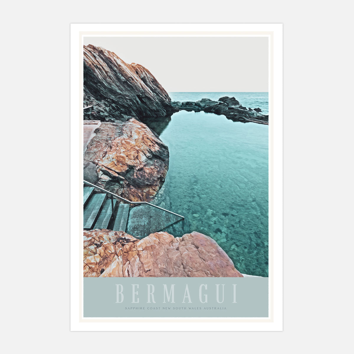 Bermagui NSW retro vintage poster print by Places We Luv