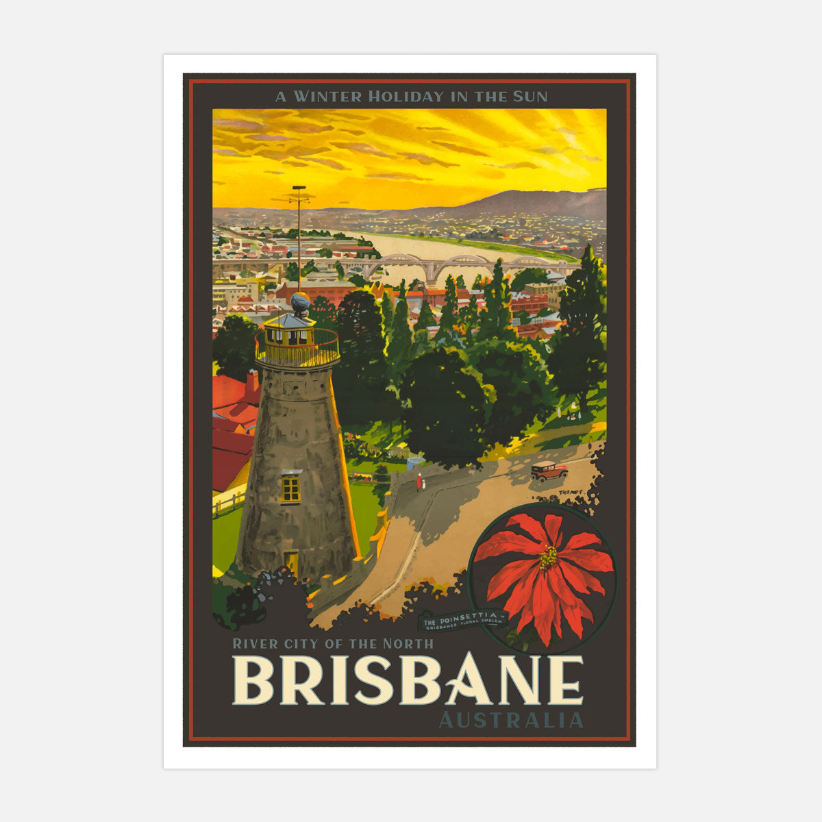 Brisbane vintage retro advertising poster print from Places We Luv