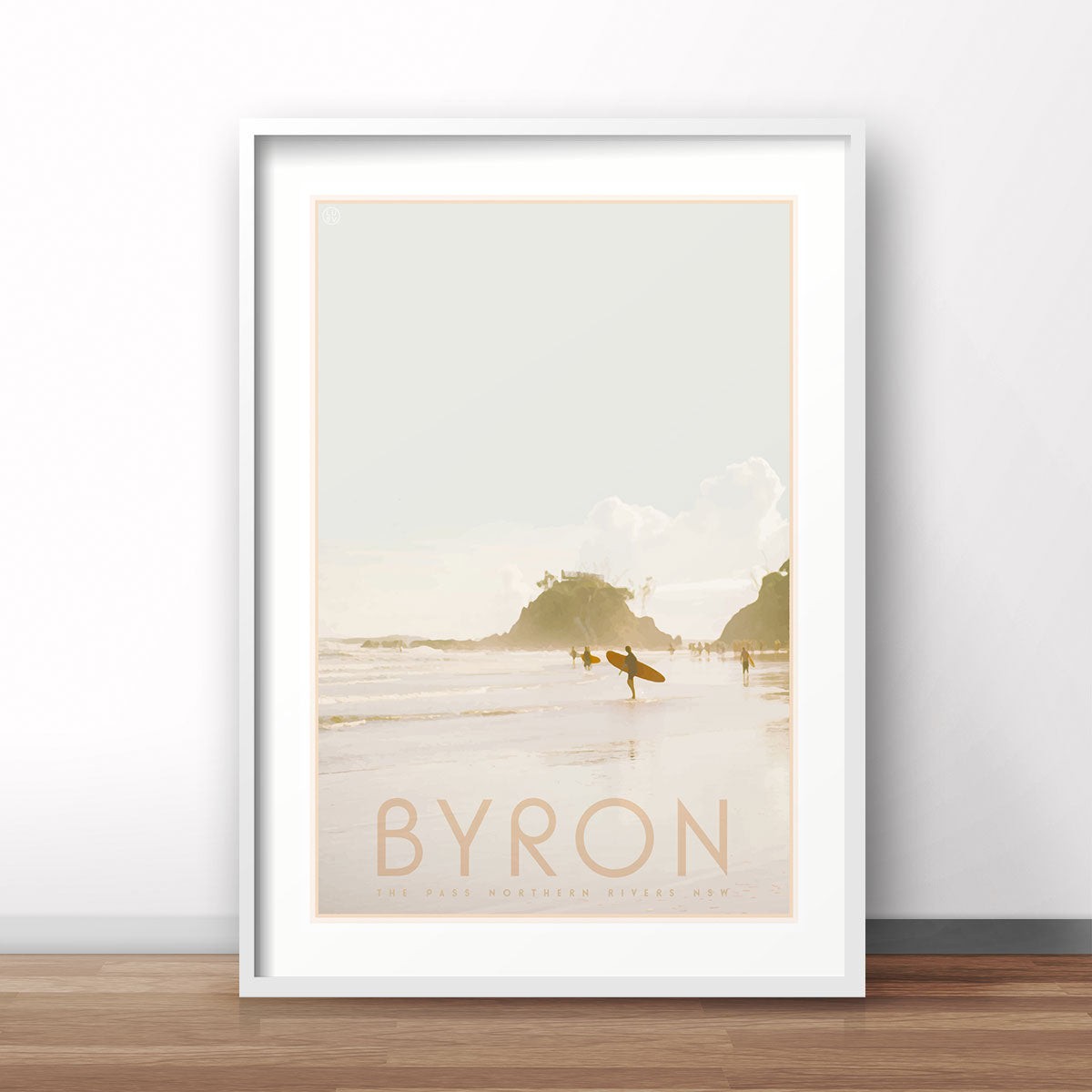 Byron vintage travel framed art print by Places We Luv