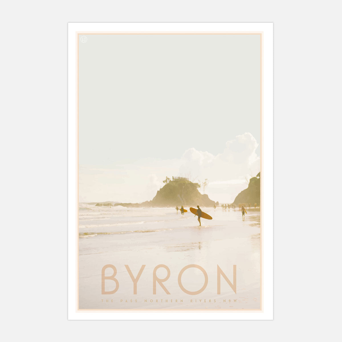 Byron Bay vintage travel framed art print by Places We Luv