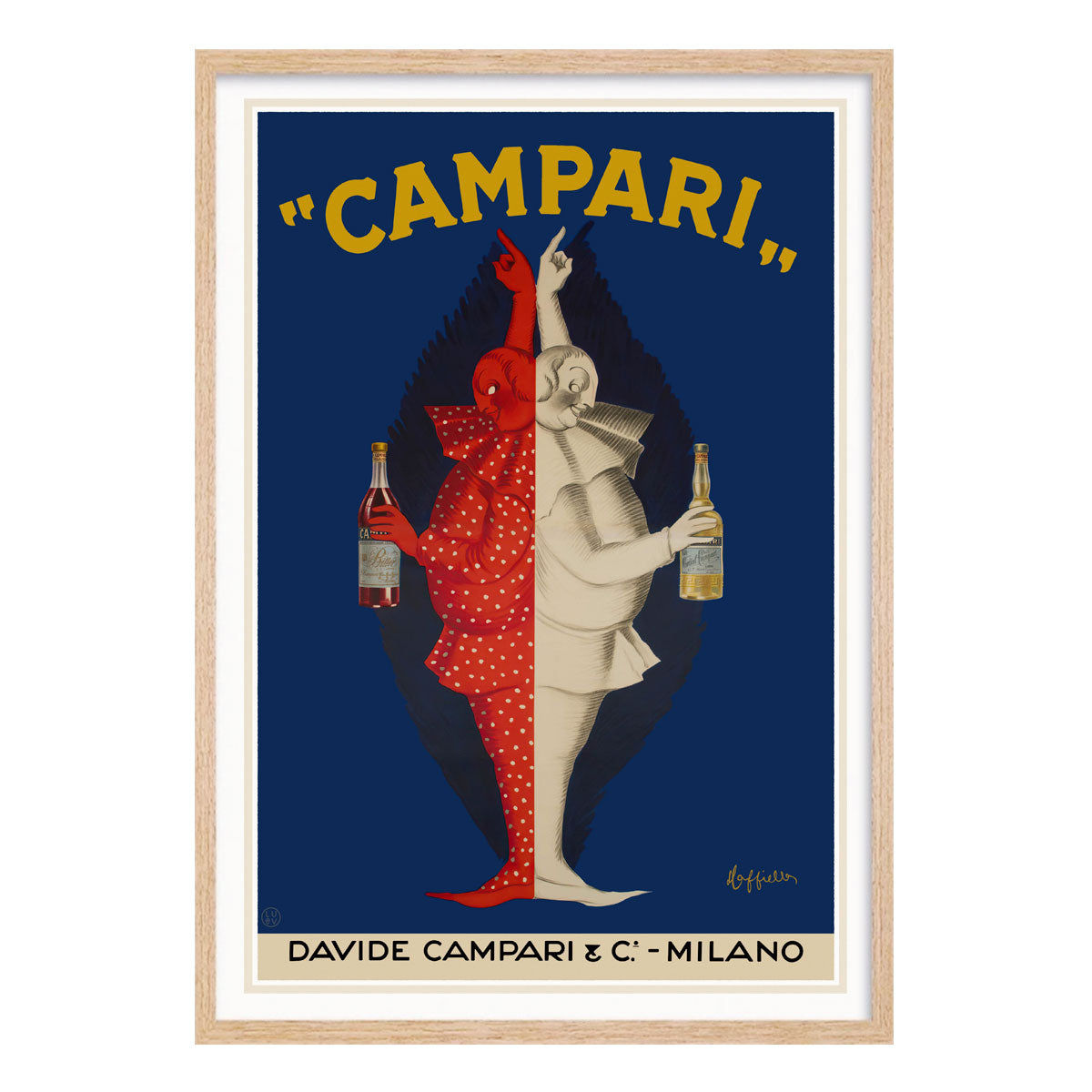 Campari Milano retro vintage advertising poster print in oak frame from Places We Luv
