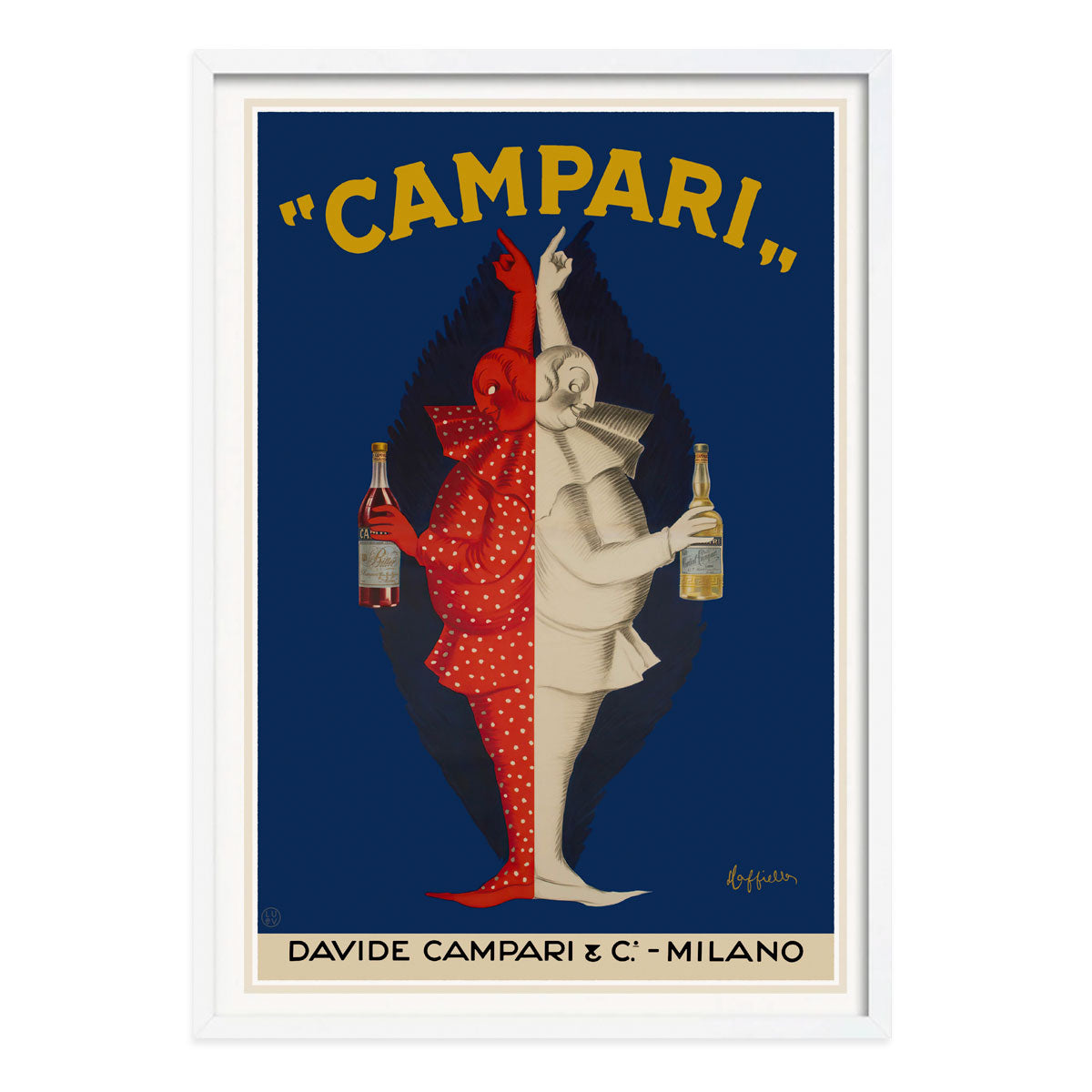 Campari Milano retro vintage advertising poster print in white frame from Places We Luv