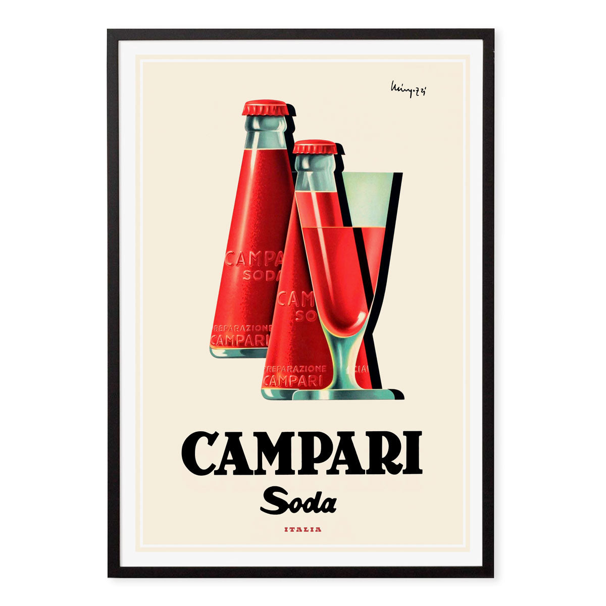 Campari Soda Italy retro vintage poster print in black frame from Places We Luv