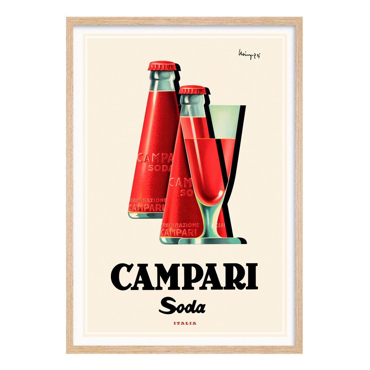 Campari Soda Italy retro vintage poster print in oak frame from Places We Luv