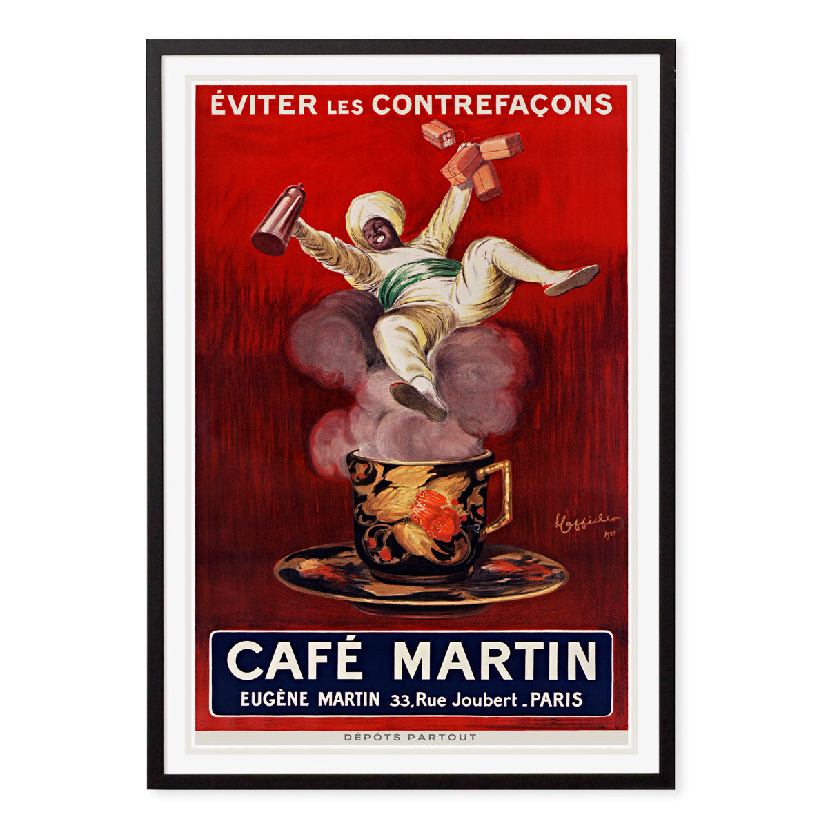 Cafe Martin vintage retro advertising poster print in black frame from Places We Luv