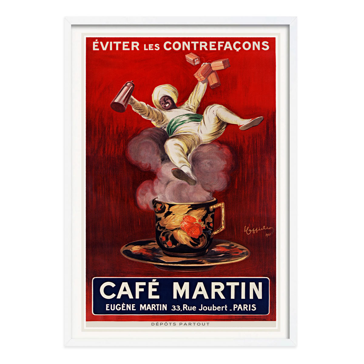 Cafe Martin vintage retro advertising poster print in white frame from Places We Luv