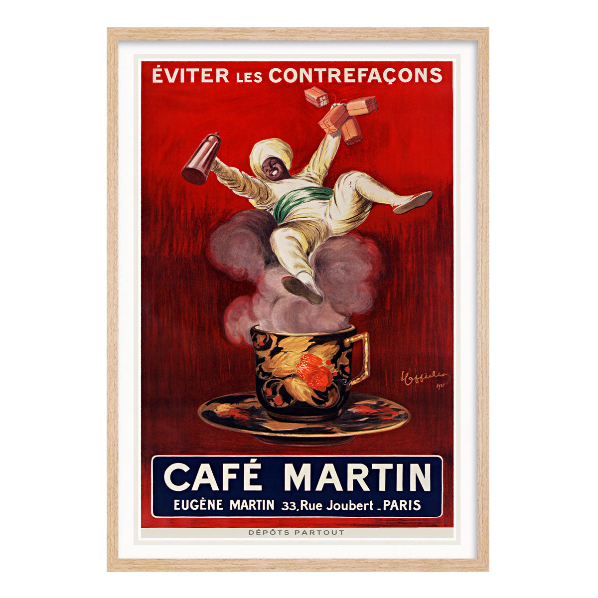 Cafe Martin vintage retro advertising poster print in oak frame from Places We Luv