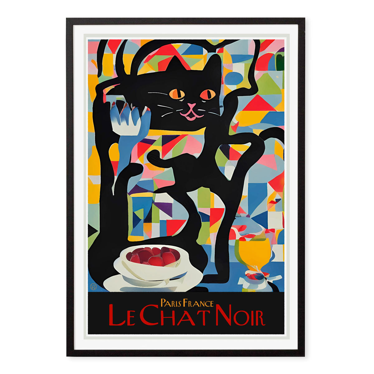 Le chat Noir Paris vintage retro poster print in black frame from Places We Luv