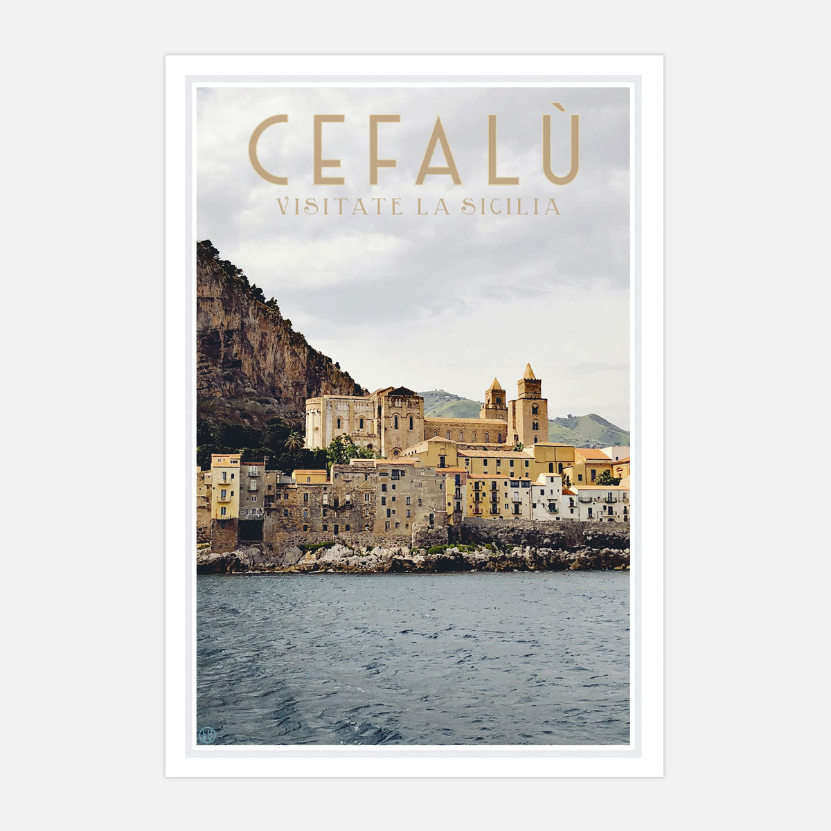 Cefalu Sicily, vintage travel style print by places we luv