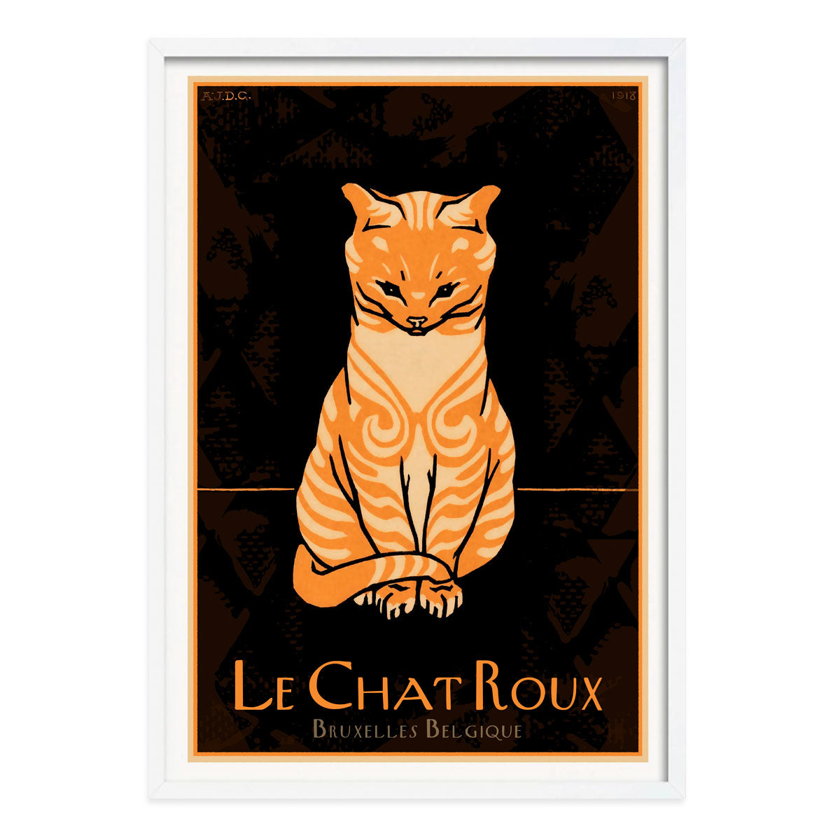 Le Chat Roux vintage retro poster print in white frame from Places We Luv