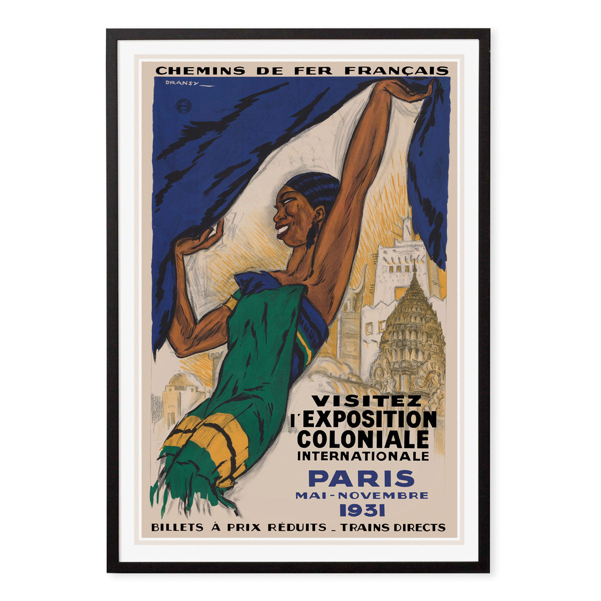 Exposition Coloniale Paris vintage advertising black framed print from Places We Luv